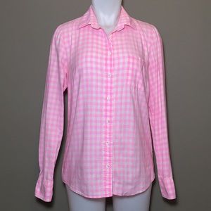 J Crew Pink Plaid “Boy” Cut Blouse